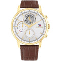Tommy Hilfiger Signature 1710631 Men's Multi-Function Watch – Silver & Brown Genuine Leather Strap