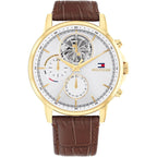 Tommy Hilfiger Signature 1710631 Men's Multi-Function Watch – Silver & Brown Genuine Leather Strap