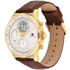 Tommy Hilfiger Signature 1710631 Men's Multi-Function Watch – Silver & Brown Genuine Leather Strap