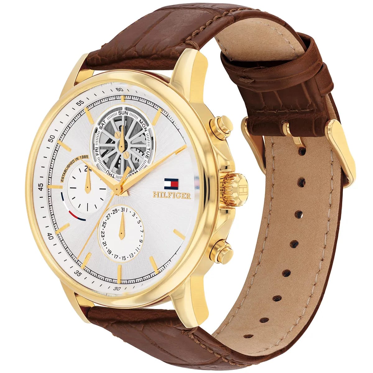 Tommy Hilfiger Signature 1710631 Men's Multi-Function Watch – Silver & Brown Genuine Leather Strap