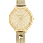 Tommy Hilfiger Signature 1782588 38mm Women's Quartz Watch – Gold Monogram & Gold Stainless Steel Mesh Bracelet