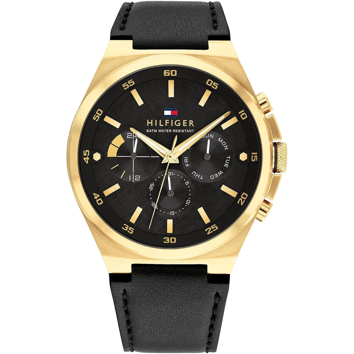 Tommy Hilfiger Signature 1792086 44mm Men's Multi-Function Watch – Black & Silver Stainless Steel Bracelet