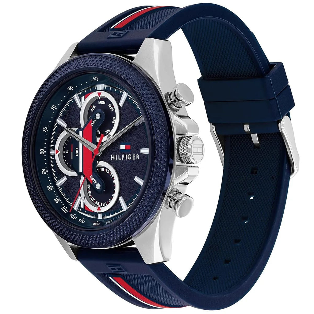 Tommy Hilfiger Signature 1792083 46mm Men's Multi-Function Watch – Blue & Blue Silicone Strap