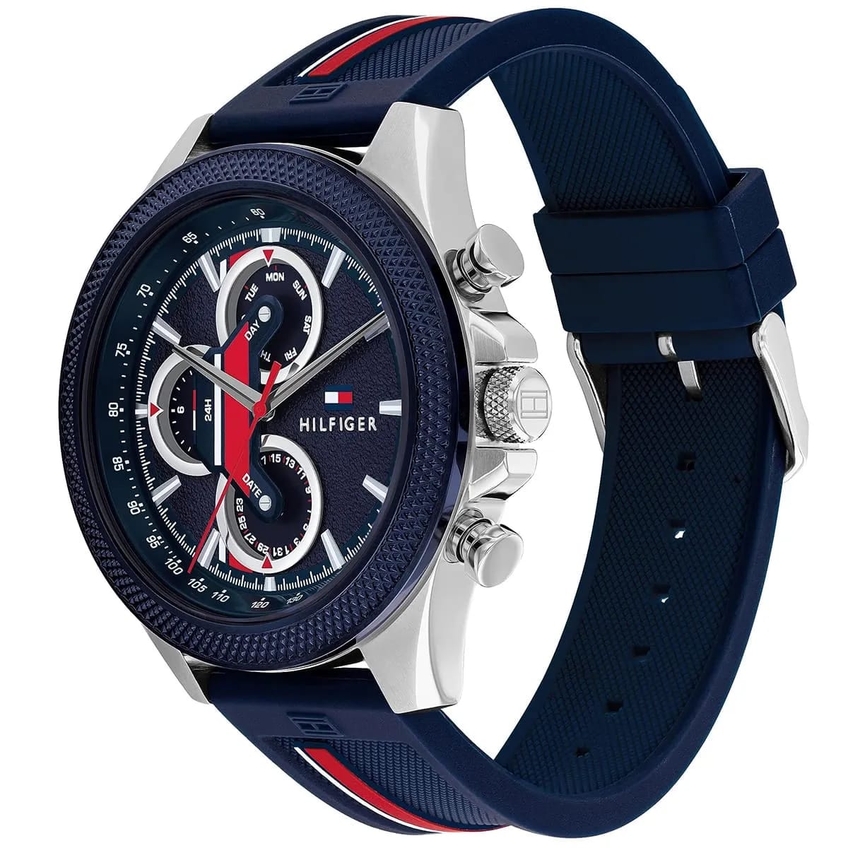 Tommy Hilfiger Signature 1792083 46mm Men's Multi-Function Watch – Blue & Blue Silicone Strap