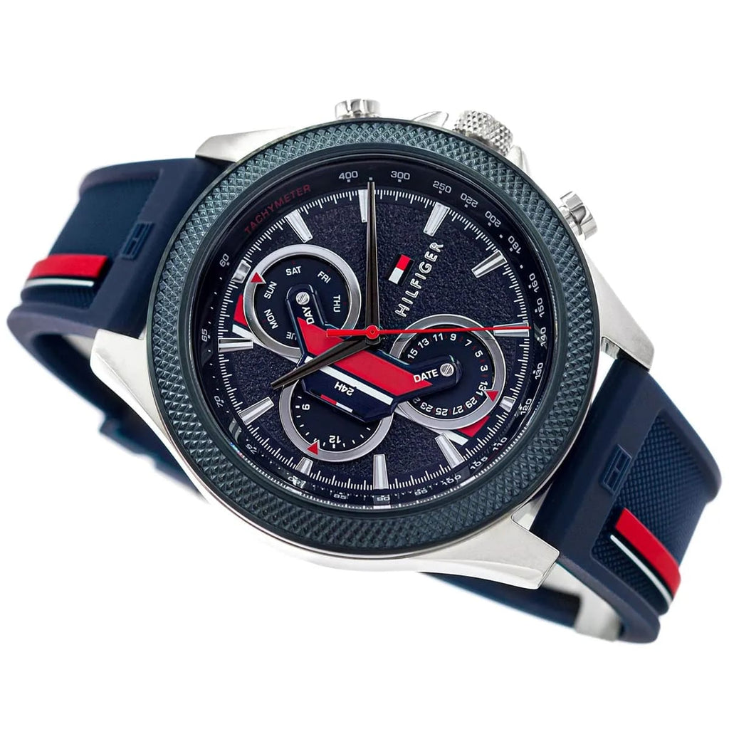 Tommy Hilfiger Signature 1792083 46mm Men's Multi-Function Watch – Blue & Blue Silicone Strap