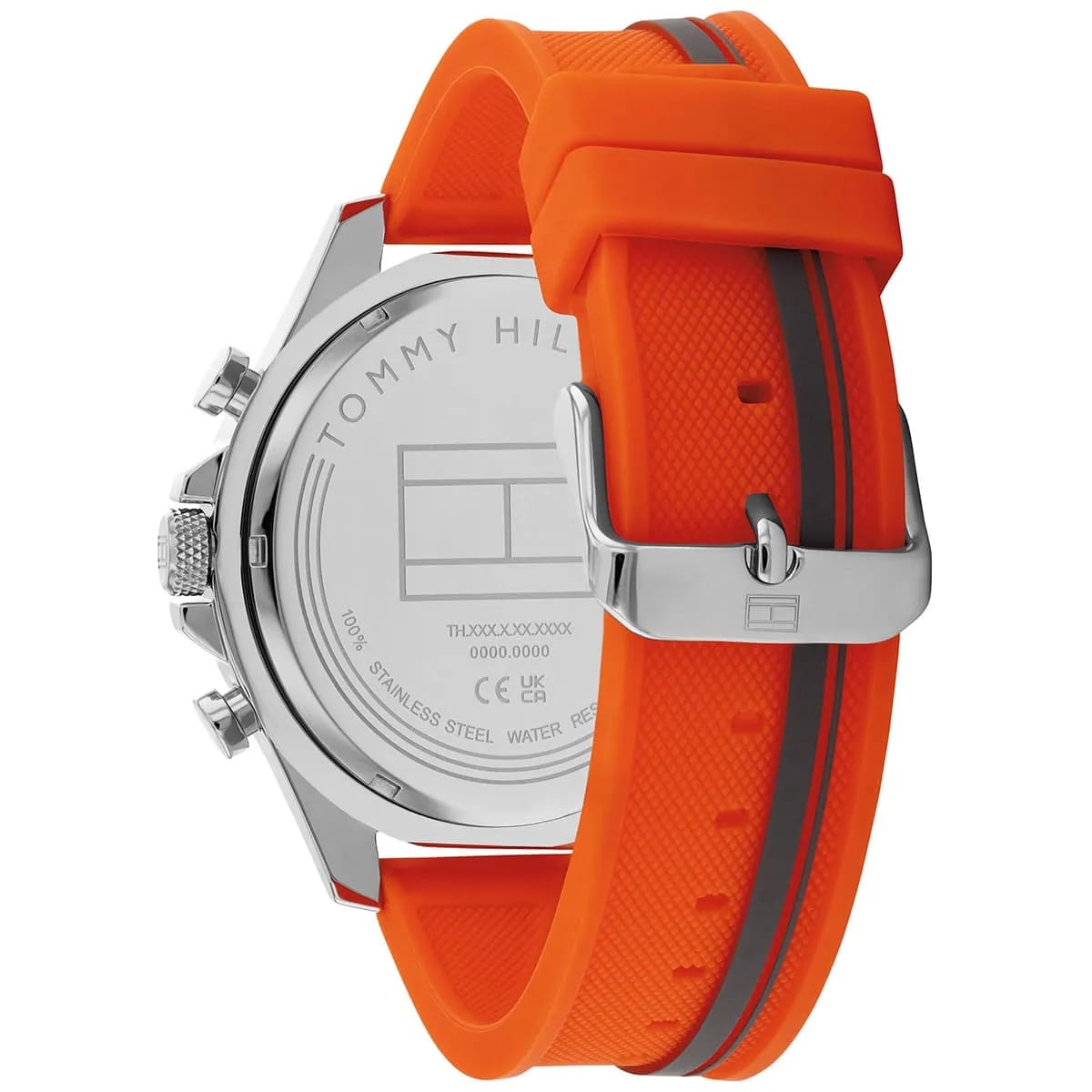 Tommy Hilfiger Signature 1792084 46mm Men's Chronograph Watch – Black & Orange Silicone Strap