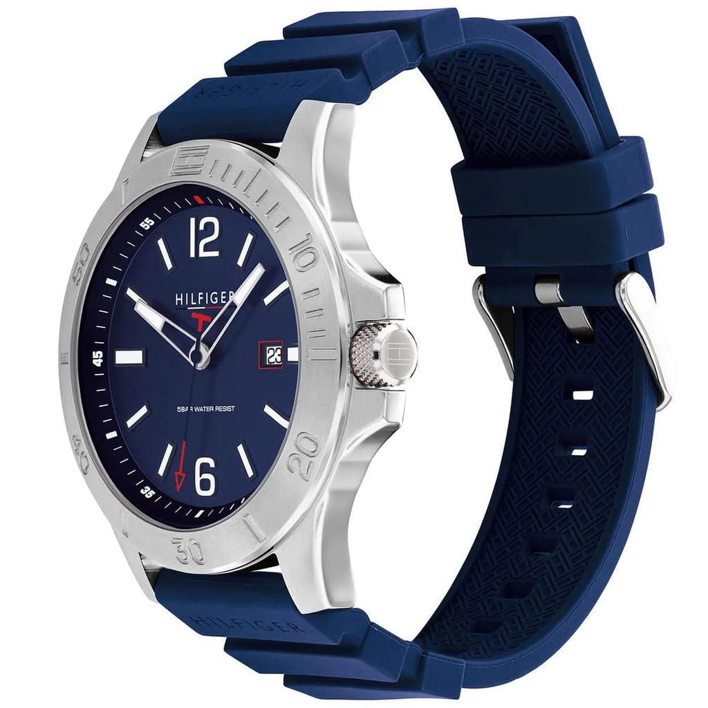 Tommy Hilfiger Ryan 1791991 46mm Men's Quartz Watch – Black & Black Silicone Strap