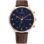 Tommy Hilfiger Leonard 1791987 44mm Men's Multi-Function Watch – Black & Black Genuine Leather Strap