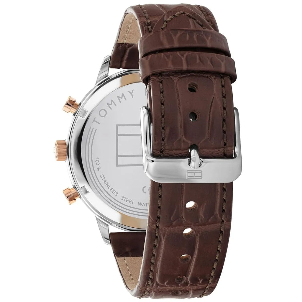 Tommy Hilfiger Leonard 1791987 44mm Men's Multi-Function Watch – Black & Black Genuine Leather Strap