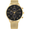 Tommy Hilfiger Leonard 1791989 44mm Men's Multi-Function Watch – Gold & Gold Stainless Steel Mesh Bracelet