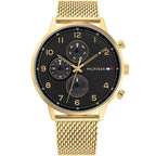Tommy Hilfiger Leonard 1791989 44mm Men's Multi-Function Watch – Gold & Gold Stainless Steel Mesh Bracelet