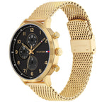 Tommy Hilfiger Leonard 1791989 44mm Men's Multi-Function Watch – Gold & Gold Stainless Steel Mesh Bracelet