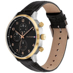 Tommy Hilfiger Leonard 1791986 44mm Men's Multi-Function Watch – Black & Black Genuine Leather Strap