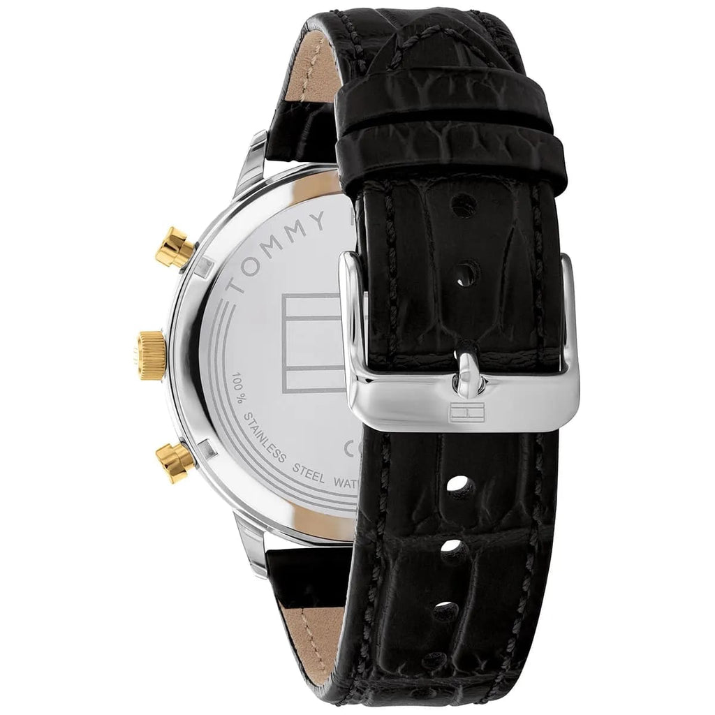 Tommy Hilfiger Leonard 1791986 44mm Men's Multi-Function Watch – Black & Black Genuine Leather Strap
