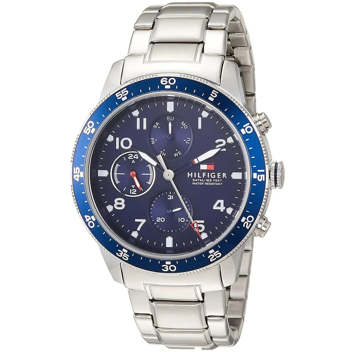Tommy Hilfiger Jimmy 1791949 46mm Men's Multi-Function Watch – Blue & Silver Stainless Steel Bracelet