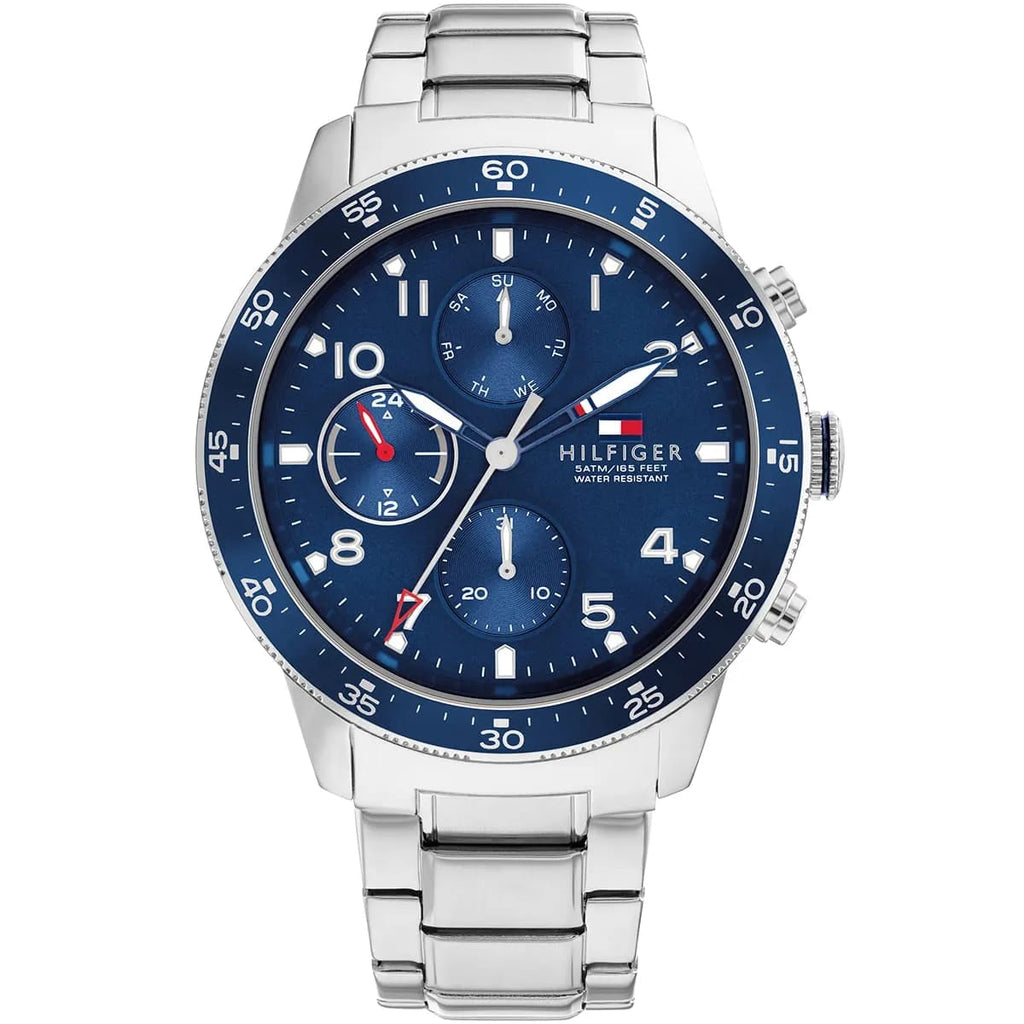 Tommy Hilfiger Jimmy 1791949 46mm Men's Multi-Function Watch – Blue & Silver Stainless Steel Bracelet