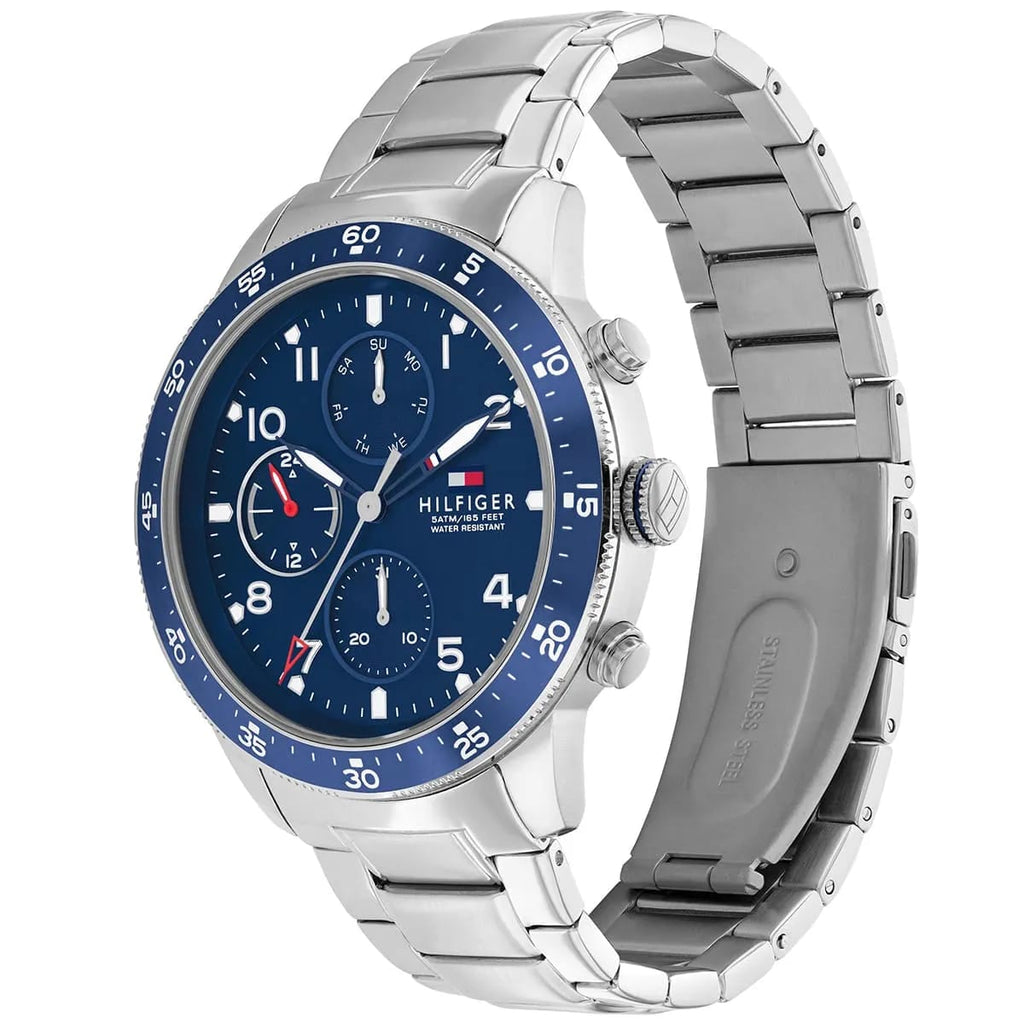 Tommy Hilfiger Jimmy 1791949 46mm Men's Multi-Function Watch – Blue & Silver Stainless Steel Bracelet