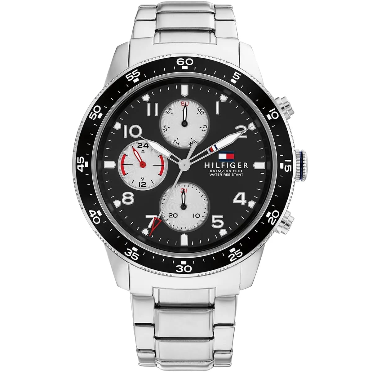 Tommy Hilfiger Jimmy 1791950 46mm Men's Multi-Function Watch – Black & Silver Stainless Steel Bracelet