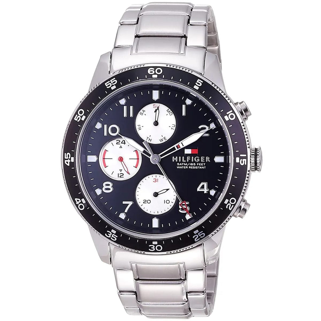 Tommy Hilfiger Jimmy 1791950 46mm Men's Multi-Function Watch – Black & Silver Stainless Steel Bracelet