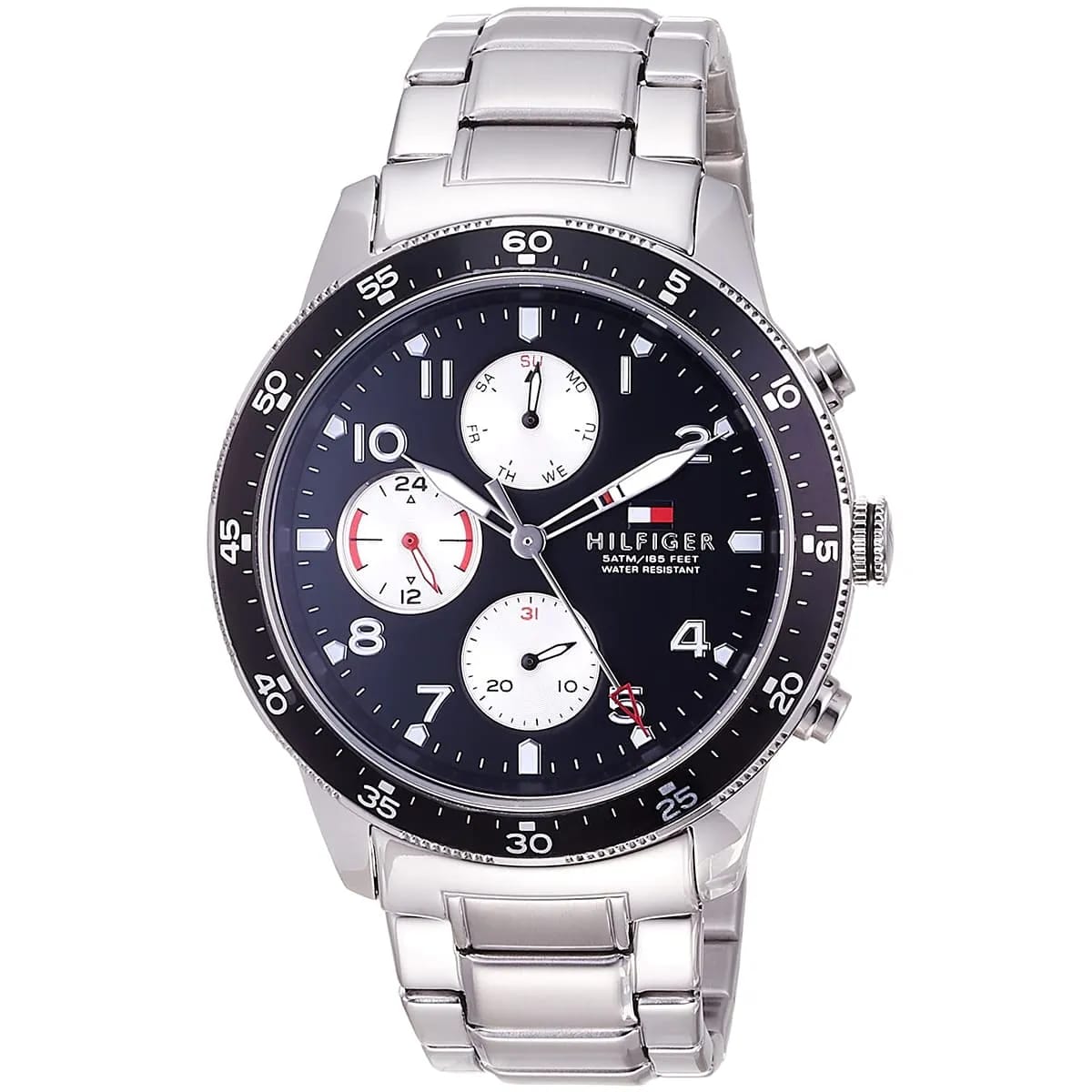 Tommy Hilfiger Jimmy 1791950 46mm Men's Multi-Function Watch – Black & Silver Stainless Steel Bracelet