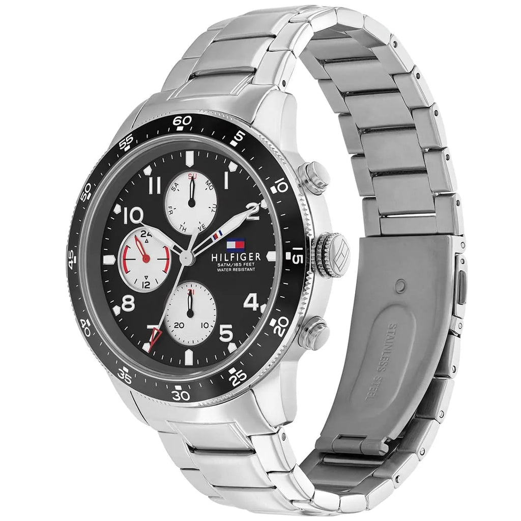 Tommy Hilfiger Jimmy 1791950 46mm Men's Multi-Function Watch – Black & Silver Stainless Steel Bracelet