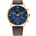 Tommy Hilfiger Sullivan 1791933 44mm Men's Multi-Function Watch – Blue & Brown Genuine Leather Strap