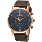 Tommy Hilfiger Sullivan 1791933 44mm Men's Multi-Function Watch – Blue & Brown Genuine Leather Strap