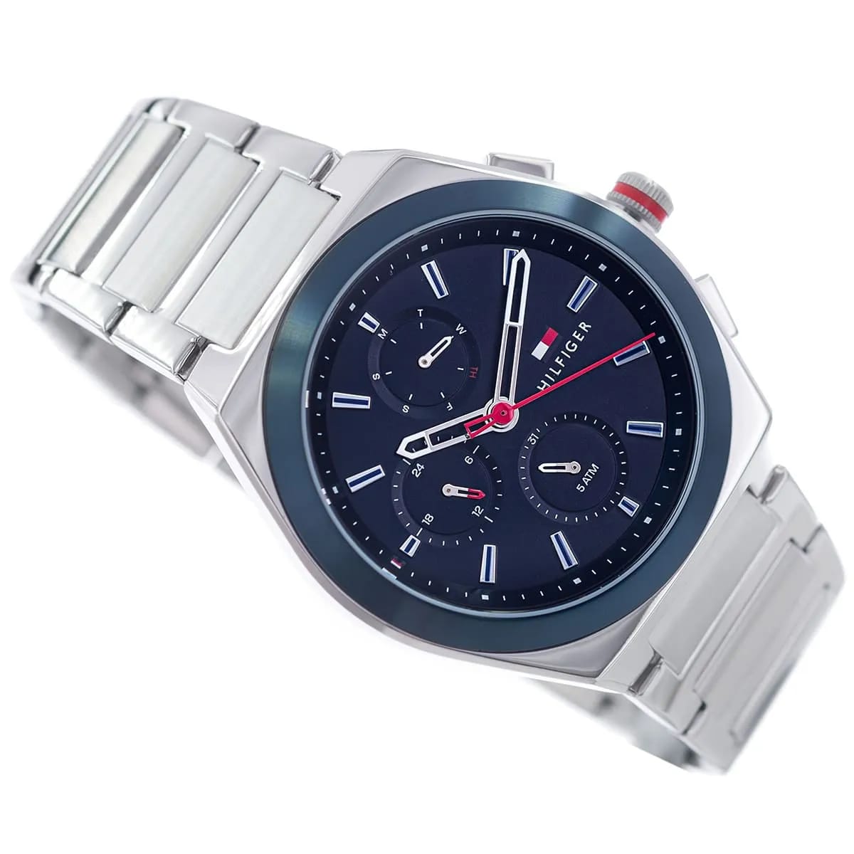 Tommy Hilfiger Connor 1791896 44mm Men's Multi-Function Watch – Blue & Silver Stainless Steel Bracelet
