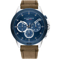 Tommy Hilfiger Harley 1791895 46mm Men's Multi-Function Watch – Blue & Brown Genuine Leather Strap
