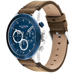 Tommy Hilfiger Harley 1791895 46mm Men's Multi-Function Watch – Blue & Brown Genuine Leather Strap