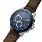 Tommy Hilfiger Harley 1791895 46mm Men's Multi-Function Watch – Blue & Brown Genuine Leather Strap