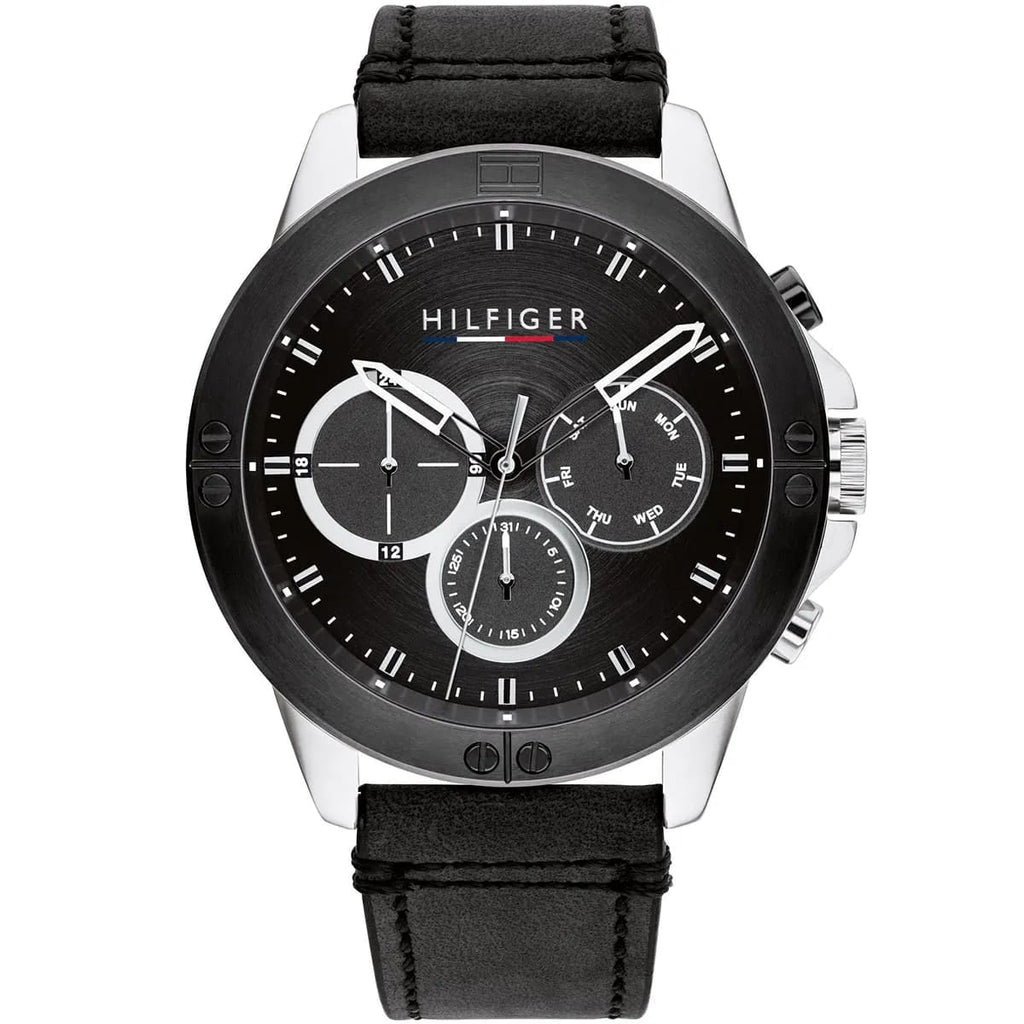Tommy Hilfiger Harley 1791894 46mm Men's Multi-Function Watch – Black & Black Genuine Leather Strap