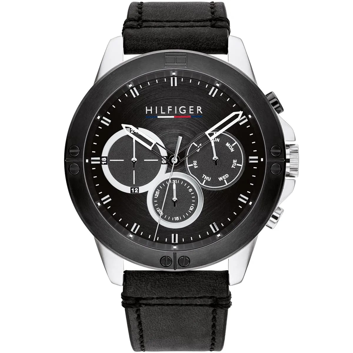 Tommy Hilfiger Harley 1791894 46mm Men's Multi-Function Watch – Black & Black Genuine Leather Strap