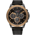 Tommy Hilfiger Harley 1791893 46mm Men's Multi-Function Watch – Black & Black Genuine Leather Strap