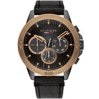 Tommy Hilfiger Harley 1791893 46mm Men's Multi-Function Watch – Black & Black Genuine Leather Strap