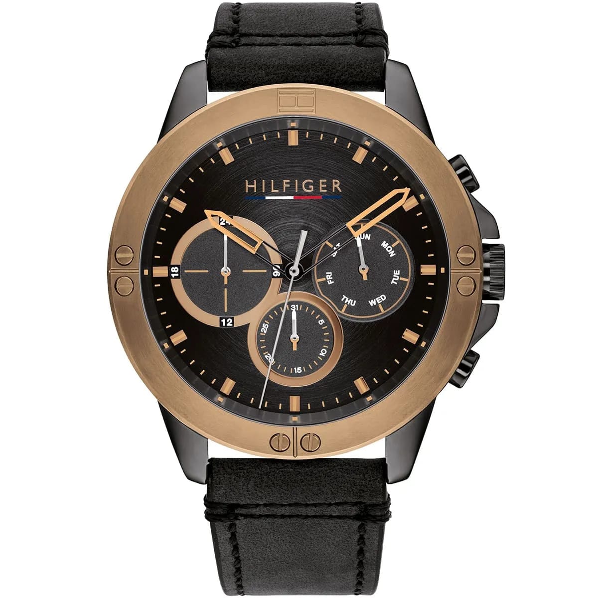 Tommy Hilfiger Harley 1791893 46mm Men's Multi-Function Watch – Black & Black Genuine Leather Strap