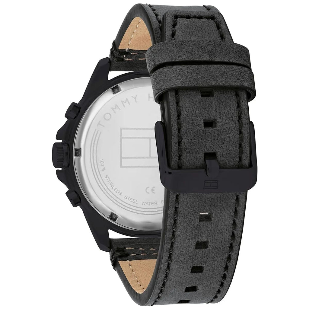 Tommy Hilfiger Harley 1791893 46mm Men's Multi-Function Watch – Black & Black Genuine Leather Strap