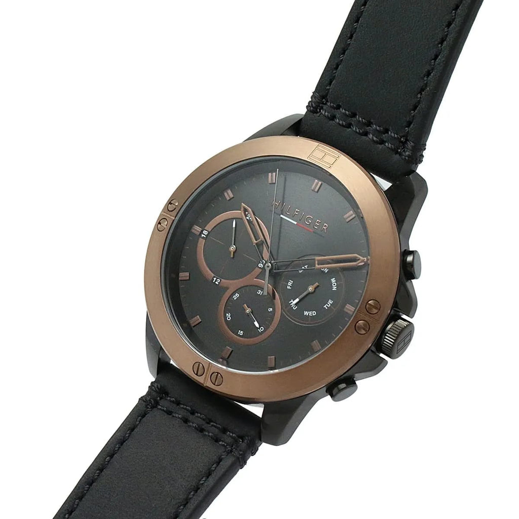 Tommy Hilfiger Harley 1791893 46mm Men's Multi-Function Watch – Black & Black Genuine Leather Strap