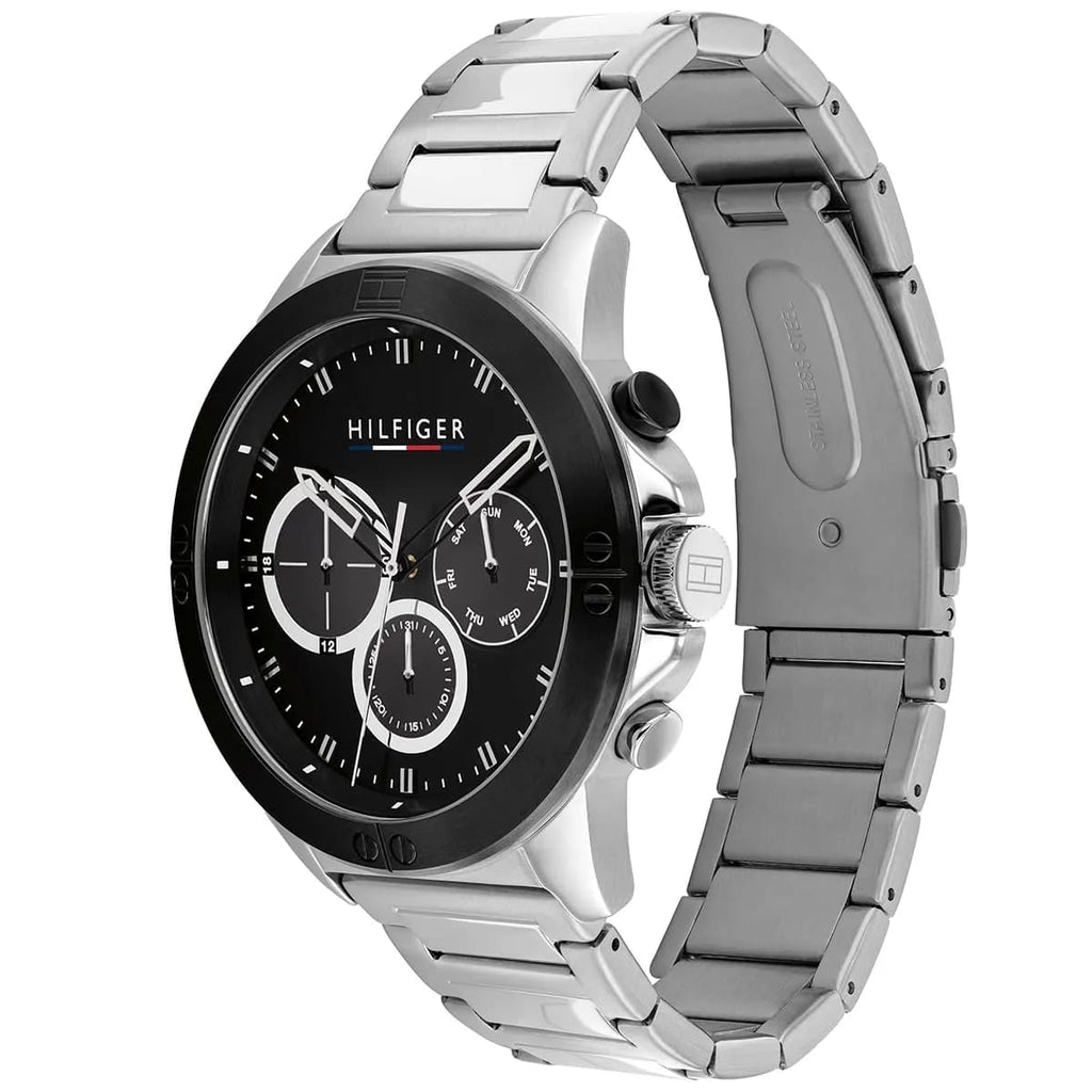 Tommy Hilfiger Harley 1791890 46mm Men's Multi-Function Watch – Black & Silver Stainless Steel Bracelet