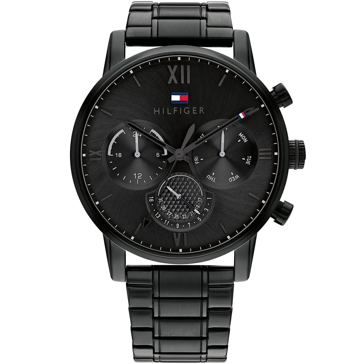 Tommy Hilfiger Sullivan 1791879 44mm Men's Multi-Function Watch – Black & Silver Stainless Steel Bracelet
