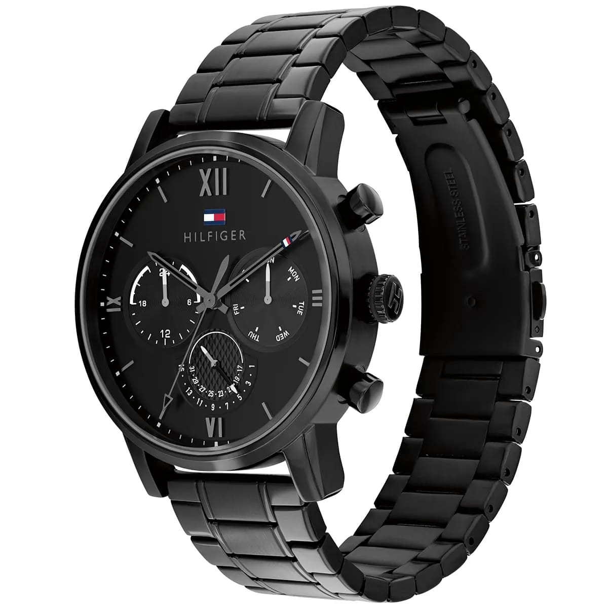Tommy Hilfiger Sullivan 1791879 44mm Men's Multi-Function Watch – Black & Silver Stainless Steel Bracelet