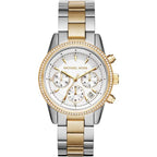 Michael Kors Ritz MK6474 37mm Women's Quartz Watch – White with Two-Tone Stainless Steel Bracelet