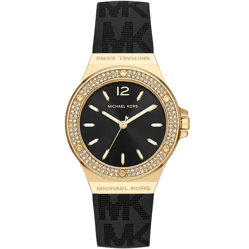 Michael Kors Lennox MK7281 37mm Women's Quartz Watch – Black with Black Silicone Strap