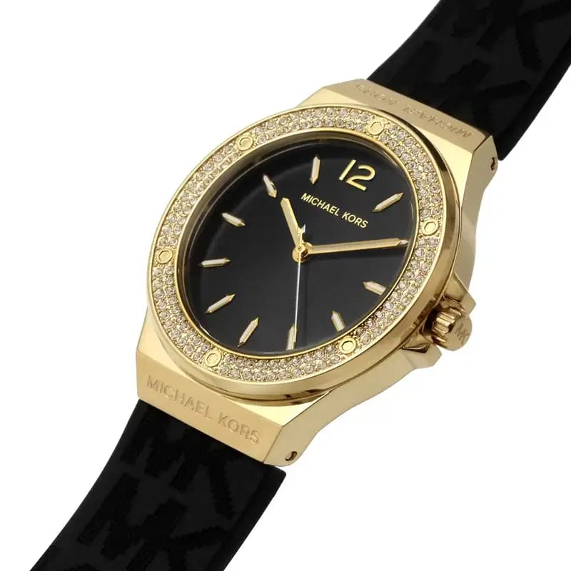 Michael Kors Lennox MK7281 37mm Women's Quartz Watch – Black with Black Silicone Strap