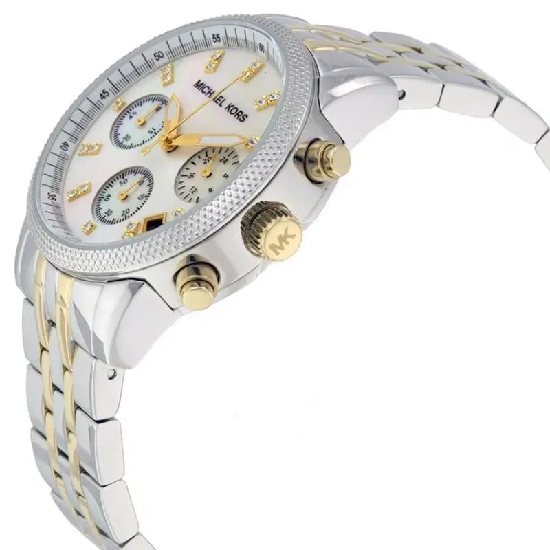 Michael Kors Ritz MK5057 38mm Women's Quartz Watch – Silver with Gold Stainless Steel Bracelet