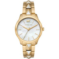 Michael Kors Runway MK6689 38mm Women's Quartz Watch – Mother-of-Pearl Gold with Gold Stainless Steel Bracelet