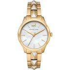 Michael Kors Runway MK6689 38mm Women's Quartz Watch – Mother-of-Pearl Gold with Gold Stainless Steel Bracelet