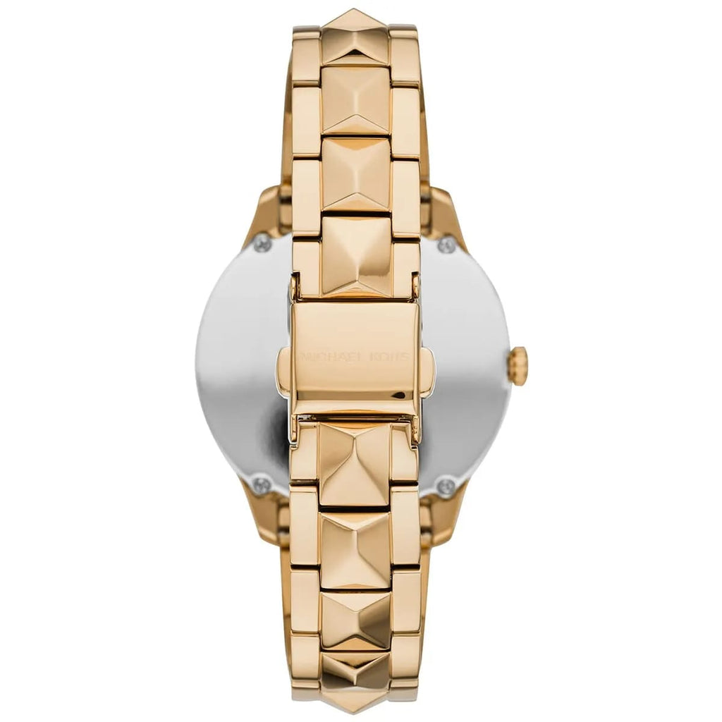 Michael Kors Runway MK6689 38mm Women's Quartz Watch – Mother-of-Pearl Gold with Gold Stainless Steel Bracelet