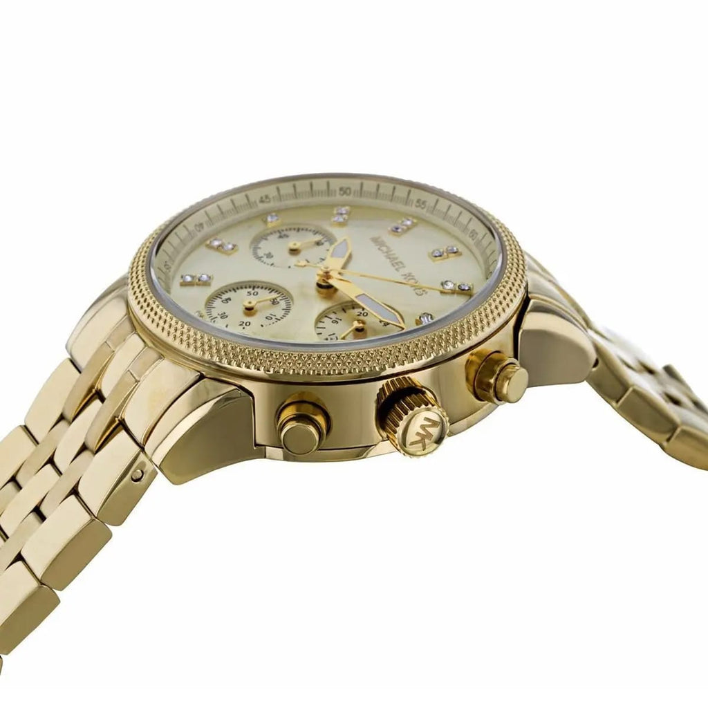 Michael Kors Ritz MK5676 37mm Women's Chronograph Watch – Gold with Gold Stainless Steel Bracelet