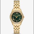 Michael Kors Harlowe MK4870 33mm Women's Quartz Watch – Green with Gold Stainless Steel Bracelet
